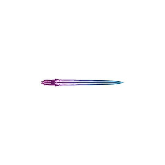 Caliburn EZ-EVO dartpunten - Glad - Regenboog Glatte Dartspitze im Regenbogen-Farbverlauf, 28 mm Länge. Die Spitze ist mehrfach abgebildet.