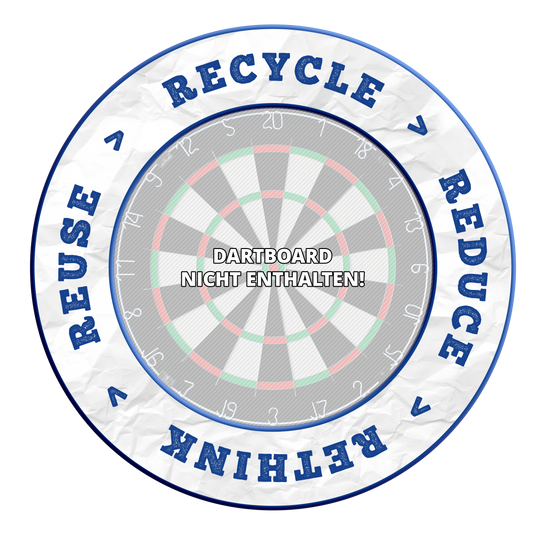 McDart Recyclen Verminderen Heroverwegen Hergebruiken Dartbord Omranding Das Bild zeigt ein Produkt mit dem Dateinamen DBS-RRRR3_Surround_Recyle_Reuse_Reduce_Rethink_Blau_1. Das genaue Produkt ist nicht näher beschrieben.