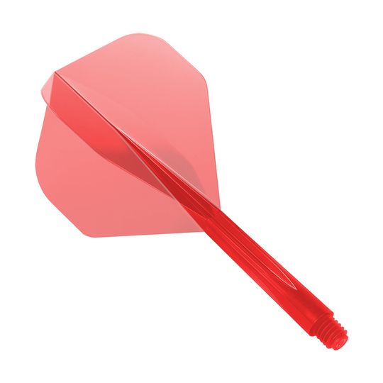 Condor Axe Helder Rood Vluchtsysteem Standaard Das Bild zeigt das Produkt "Condor Axe Clear Red Flight-System Standard". Es ist ein rotes, durchsichtiges Dart-Flight-System in Standardform.