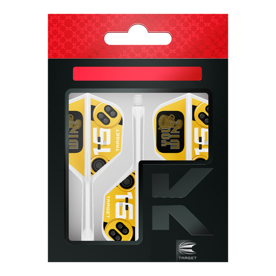 Zu sehen sind die Target K-Flex You Win No6 Flights. Sie eignen sich als Zubehör für Dartpfeile.