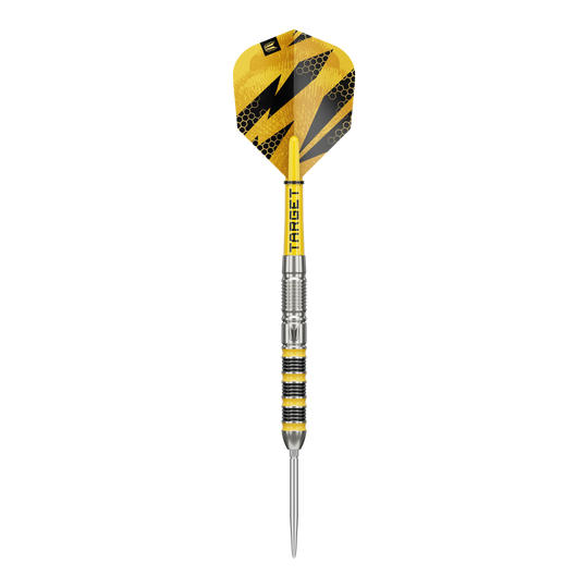 Target Buzz 01 Swiss Points stalen dartpijlen Das Bild zeigt Target Buzz 01 Swiss Points Steeldarts. Es handelt sich um hochwertige Steeldarts für Präzisionswürfe.