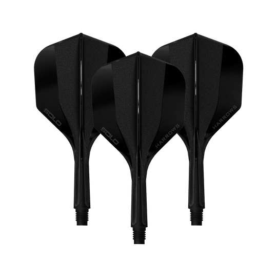 Harrows Solo No6 Flight Shaft System - Zwart Hier sieht man ein Harrows Solo No6 Flight Shaft System in Schwarz, 20mm, 1 Set. Das Produkt wird aus der Seitenperspektive gezeigt.