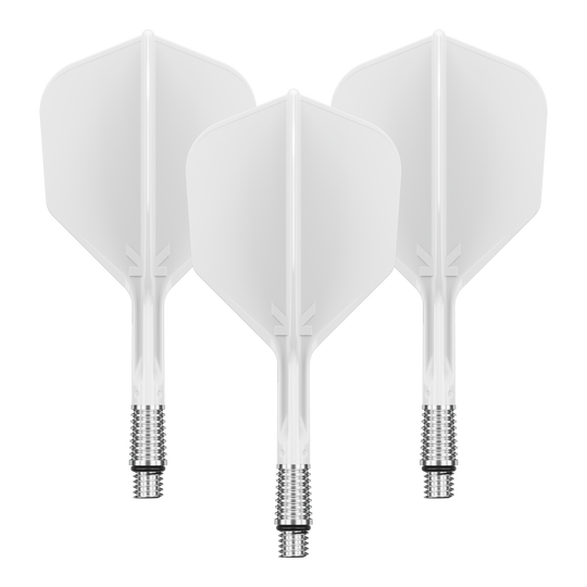 Target K-Shift nr. 6 vluchten - wit Das Bild zeigt ein Produkt mit dem Namen 410541_Target_KShift_No6_Flights_Wei_26mm_1Set. Es handelt sich vermutlich um ein Set von Dart-Flights.