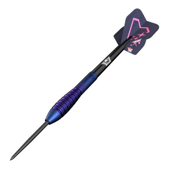 Bulls NL Christel Timmermans Satellite 90 stalen darts 25g Das Bild zeigt die Bulls NL Christel Timmermans Satellite 90 Steeldarts 25g. Diese Darts eignen sich besonders für Turnierspieler.