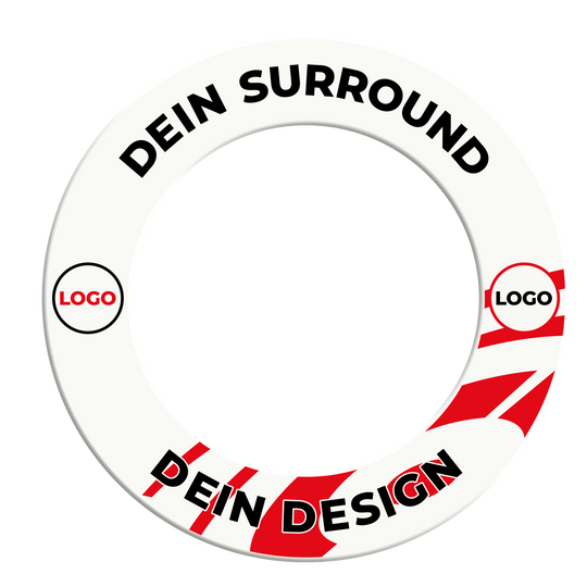 Dartbordomlijsting met uw eigen ontwerp Ein Bild mit dem Namen MSF-Wei_Dartboard_Surround_Wunschdruck_Schwarz_Wei_2. Wahrscheinlich ist darauf ein weiß-schwarzes Dartboard-Surround mit individuellem Aufdruck zu sehen.