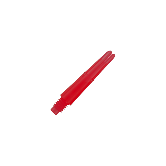 Dies ist ein roter, gerader Dart-Schaft aus Kunststoff. Er hat ein Schraubgewinde an einem Ende und ist 26 mm lang.