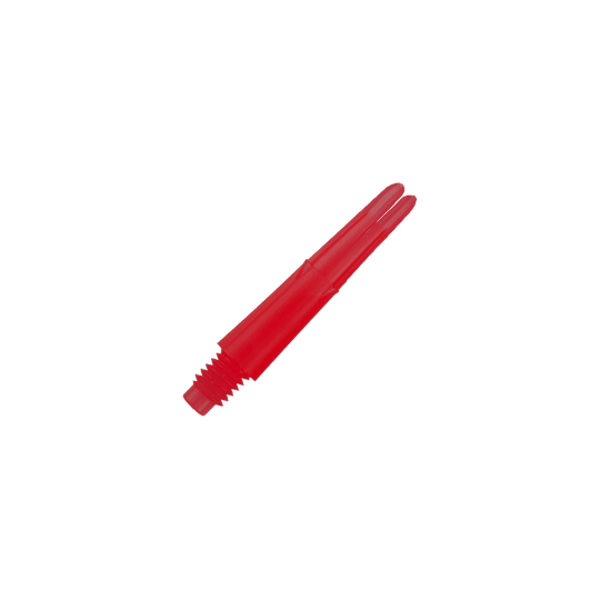 L-L-Style-Shafts Locked Straight - Rood Dies ist ein roter, gerader Dart-Schaft aus Kunststoff. Er hat ein Schraubgewinde an einem Ende und ist 26 mm lang.