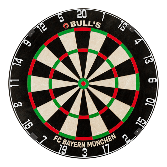 Bulls FC Bayern München dartbord van borstelstaal Auf dem Foto ist das Bulls FC Bayern München Bristle Steeldartboard zu sehen. Diese Dartscheibe ist mit dem Branding des FC Bayern München gestaltet.