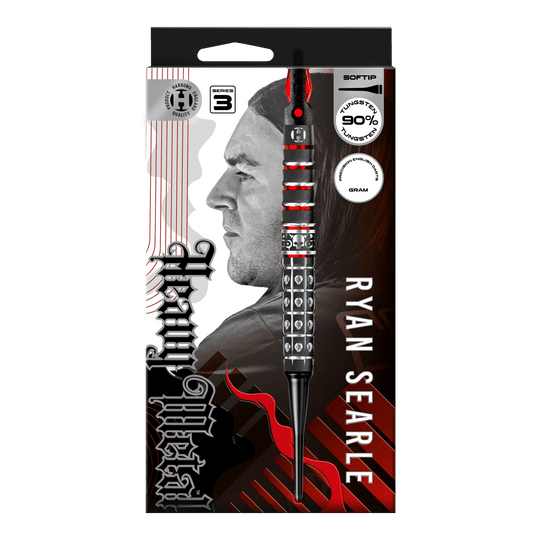 Harrow's Ryan Searle Series 3 zachte darts Abgebildet ist Harrows Ryan Searle Series 3 Softdarts. Es handelt sich um einen Satz moderner Softdarts für Dartspieler.