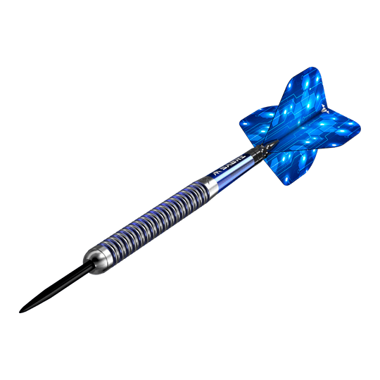 Mission ION Blue Silver stalen darts Mission ION Blue Silver Steeldarts werden präsentiert. Die Darts haben ein auffälliges blau-silbernes Design.