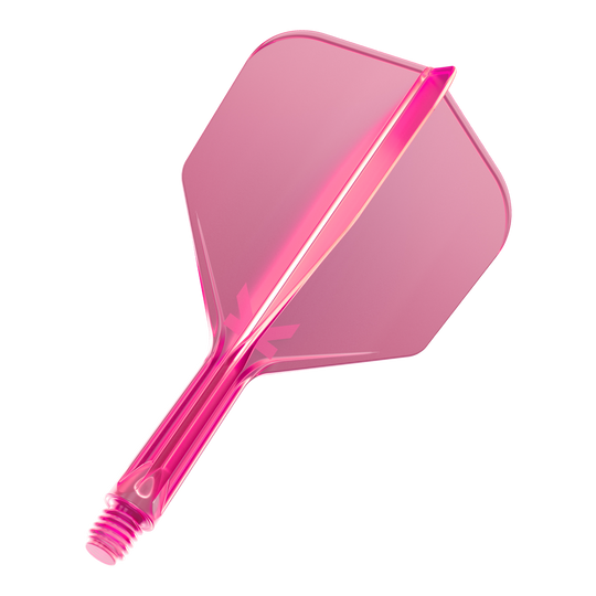 Target K-Flex No6 Vluchtsysteem - Neon Roze Das Bild zeigt eine neonpinke Dartflügel-Kombination mit integriertem Schaft. Das Material wirkt durchsichtig und hat einen modernen Look.