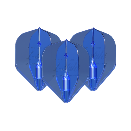 L-Style Fantom L1EZ Vluchten Blauw Das Bild zeigt drei blaue L-Style Fantom L1EZ Flights. Sie sind für den Gebrauch bei Dartpfeilen gedacht.