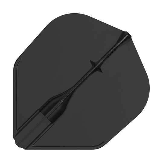 L-L-Style3EZ-vluchten Das Bild zeigt ein schwarzes Dart-Flight in Standardform. Es hat ein schlichtes, einfarbiges Design ohne weitere Muster.