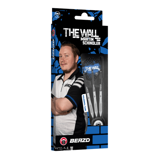 Bulls Martin Schindler TW80 stalen darts Beazd Martin Schindler TW80 Steeldarts sind auf diesem Bild zu sehen. Das Produkt wird in einer Nahaufnahme dargestellt.