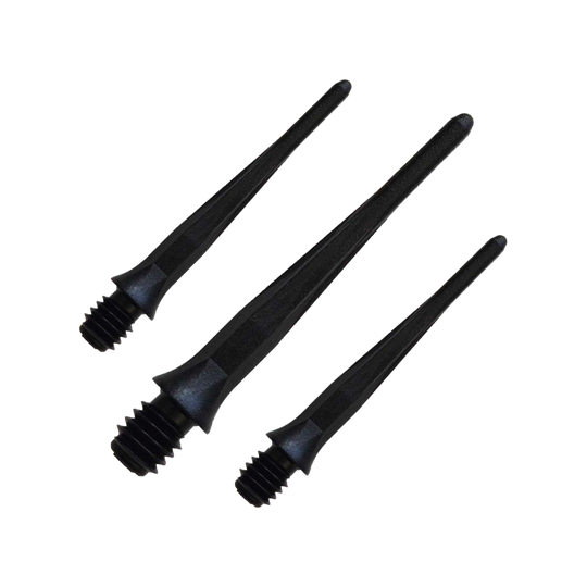 Caliburn 2BA soft dartpunten zwart - verpakking van 50 stuks Zu sehen ist ein Set der Caliburn 2BA Softdartspitzen Schwarz im 50er Pack. Diese Spitzen bieten zuverlässigen Halt für Dartspieler.