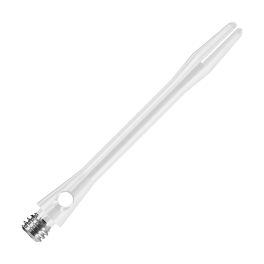 HR374_Harrows_Keramic_Shafts_Weiss_47mm_2 Das Bild zeigt einen weißen Harrows Keramic Shaft für Darts. Der Schaft ist schlank und aus transparentem Material gefertigt.