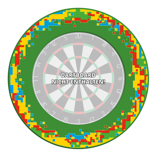 McDart Pixel Dartboard Surround Mehrere Dartboard-Surrounds mit Mosaikstrukturen sind übereinander sortiert. Die Oberfläche bleibt glatt.