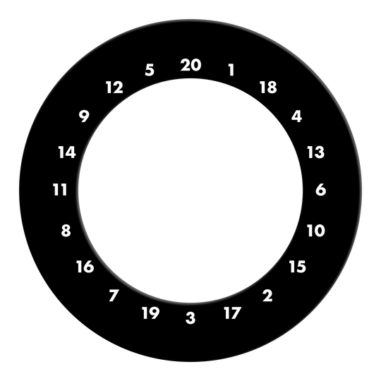 HD-cijfers dartbordrand - Aangepaste kleuren Zu sehen ist ein schwarzer Dartboard-Surround ohne Logo. Der Dateiname des Artikels ist 'DBS-HDOL-schwarz_HD_Zahlen_Dartboard_Surround_Ohne_Logo_Schwarz_2'.