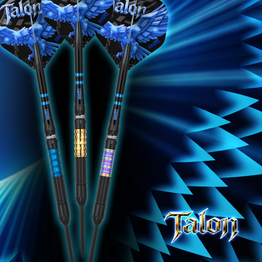 One80 Talon T1 stalen dartpijlen Das Bild präsentiert die One80 Talon Steeldarts. Diese Steeldarts überzeugen durch ihre besondere Griffigkeit.