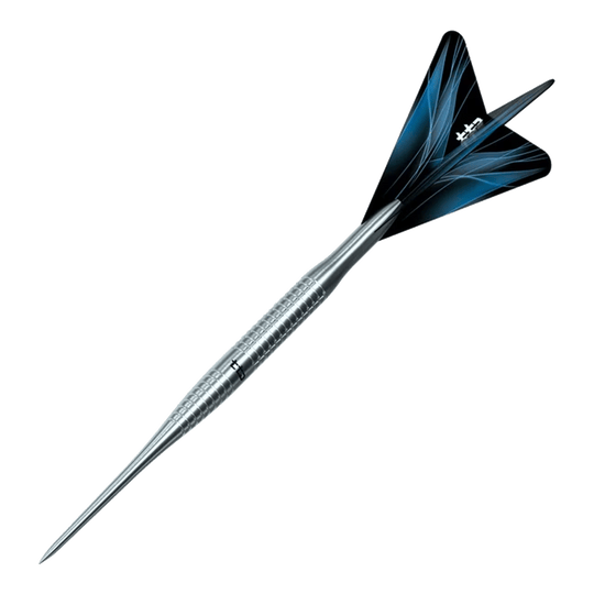 Das Foto zeigt die Caliburn TTD Complete Titanium T3 Silver Steeldarts - 7g. Diese Dartpfeile sind silberfarben und bieten eine präzise Verarbeitung.