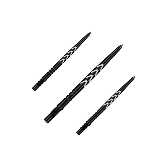 Shot Turbo Points Dart Tips Michael Smith - Zwart Das Bild zeigt ein Set mit mehreren schwarzen Dartspitzen. Diese Spitzen sind für Steeldarts geeignet.