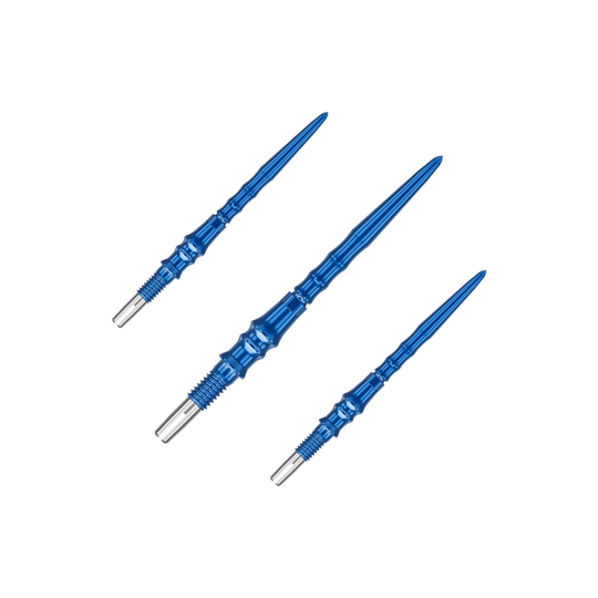 Target Japan Premium Swiss Point dartpunten - Blauw Auf dem Bild ist ein Set von blauen Dartspitzen zu sehen. Die Spitzen sind jeweils 30 mm lang.