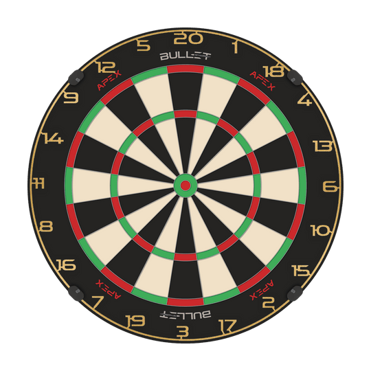 Bullet Dartboard Nummerring Abgebildet ist ein goldener Zahlenring für ein Dartboard. Es wird das Produkt 'BT1000160 Bullet Dartboard Zahlenring Gold 2' dargestellt.