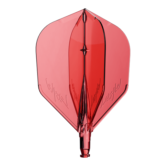 Ein Ersatzflight für Dartpfeile in klarem Rot ist zu sehen.