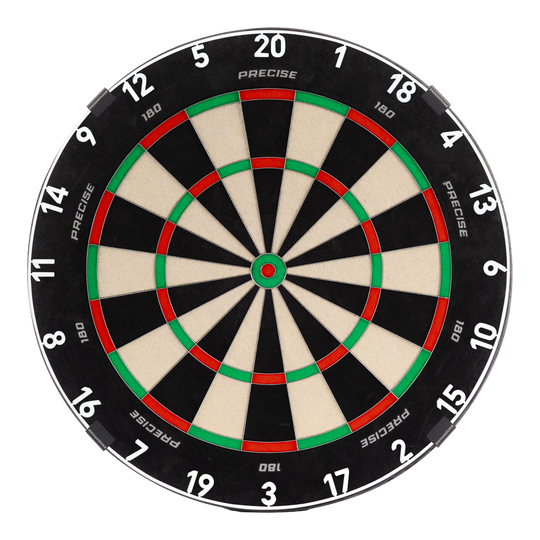 Precise 180 Endorphine Steel Dartbord met genummerde ring - Klassiek wit Abgebildet ist das Precise 180 Endorphine Steeldartboard mit einem weißen Nummernring. Das Produkt ist speziell für Präzisionswürfe entworfen.