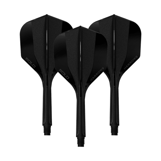 Harrows Solo No6 Flight Shaft System - Zwart Abgebildet ist ein Harrows Solo No6 Flight Shaft System in Schwarz, 27mm, 1 Set. Das Set ist klar und deutlich dargestellt.