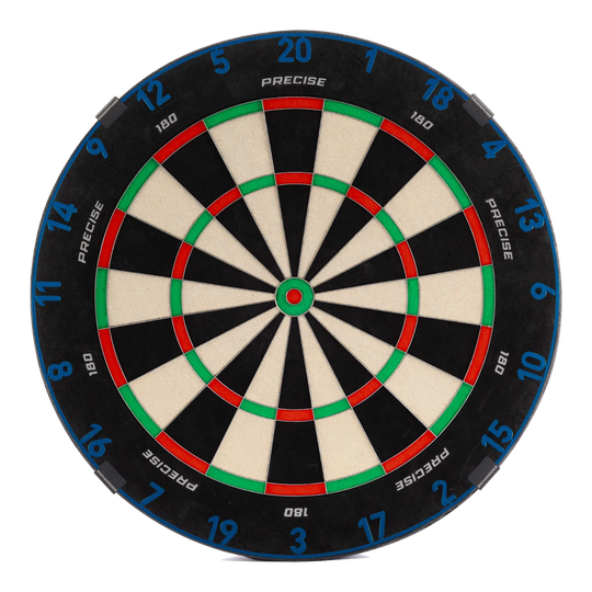 Precise 180 Endorphine stalen dartbord met nummerring - Arctisch blauw Das ist das Precise 180 Endorphine Steeldartboard mit Nummernring in Arctic Blue. Das Dartboard wird in leuchtendem Blau gezeigt.
