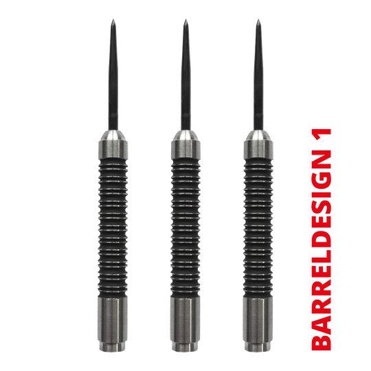 Das Bild zeigt ein Produkt namens MC500_SuperGrip_Steeldart_Barrels_V1. Es handelt sich um ein Bauteil für Steeldarts.