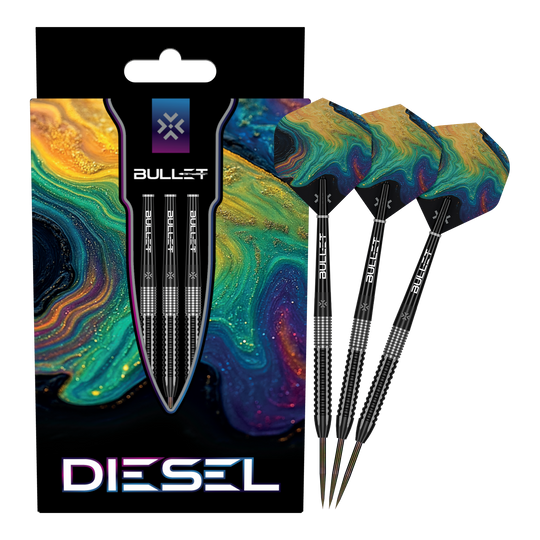 Bullet Diesel stalen pijltjes Hier wird das Produkt Bullet Diesel Steeldarts präsentiert. Die Steeldarts sind für den professionellen Dartsport geeignet.