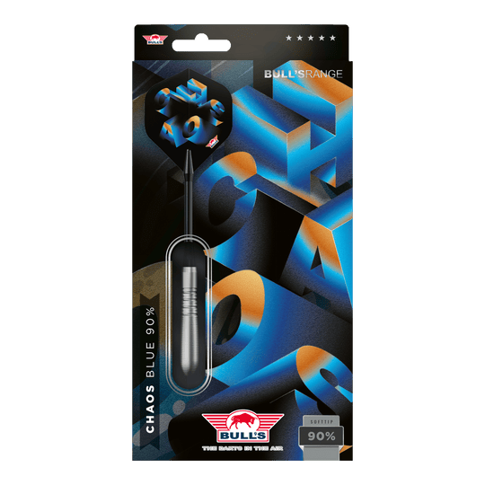 Hier sind Bulls NL Chaos Blue Softdarts - 19g abgebildet. Das Design hebt die blaue Farbe und die schlanke Form der Darts hervor.