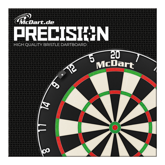 McDart Precision stalen dartbord Das Bild zeigt das Produkt "McDart Precision Steeldartboard". Zu sehen ist ein hochwertiges Bristle-Dartboard mit dem McDart-Logo.