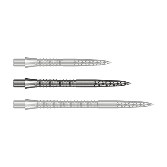 Mission Caliburn EVO dartpunten met GV-logo - zilver Dieses Bild zeigt eine Steeldartspitze in Silber mit 32 mm Länge. Es stammt aus der Datei M002128_Missoin_Caliburn_EVO_GV-Logo_Steeldartspitzen_Silber_32mm_1.