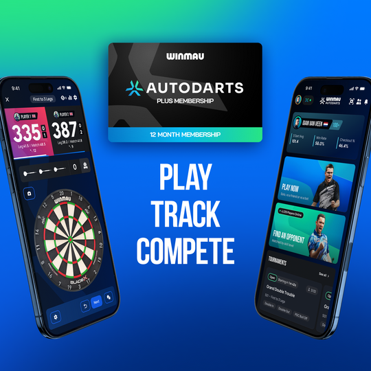 Winmau Autodarts apparaatstandaard & 12 maanden lidmaatschap bundel Abgebildet ist das Winmau Device Stand & 12 Monate Membership Bundle. Das Set umfasst einen Ständer und eine 12-monatige Mitgliedschaft für Dartspieler.
