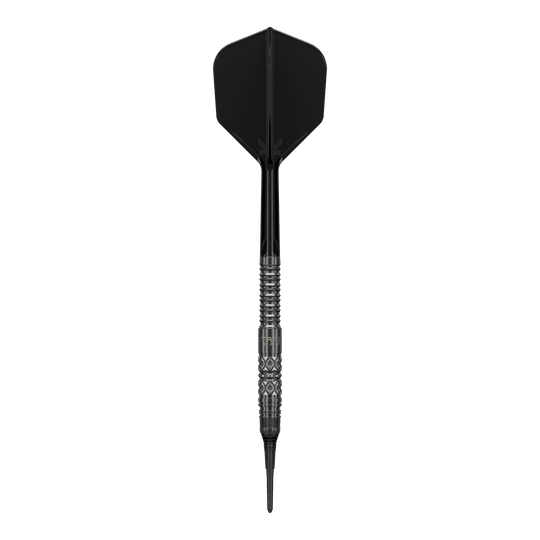 Target Black Marque Creed Soft Darts - 21,5 g Abbildung der Target Black Marque Creed Softdarts mit einem Gewicht von 21,5g. Die Besonderheiten der Darts sind gut erkennbar.
