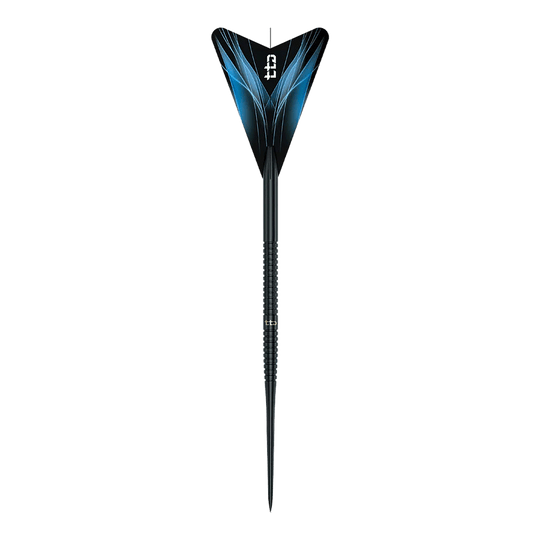 Caliburn TTD Complete Titanium T1 Black stalen dartpijlen - 5 g Auf dem Bild befindet sich das Produkt Caliburn TTD Complete Titanium T1 Black Steeldarts - 5g. Das Dart-Set ist in Schwarz gehalten.