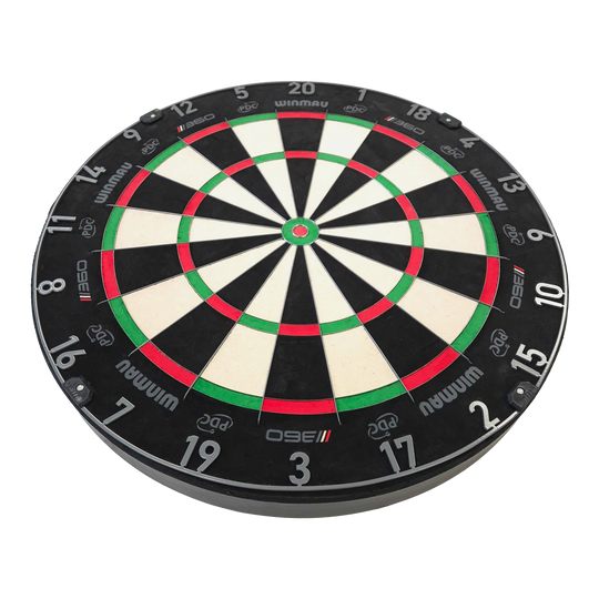 Winmau Blade 6 Triple Core 360 stalen dartbord Abgebildet ist ein Dartboard. Das Bild zeigt das Modell '3060_Winmau_Blade_360_Steeldartboard_2_(1)'.