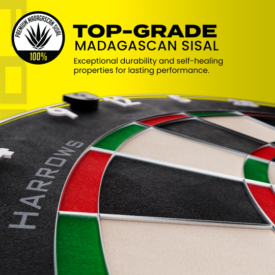 Harrows Fortis stalen dartbord Dieses Bild präsentiert das Harrows Fortis Steeldartboard. Das Dartboard ist ideal für Freizeit und Wettkampf.