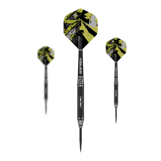 GOAT Halter Stalen Darts Auf dem Foto ist das Set GOAT Dumbbell Steeldarts zu sehen. Das Set enthält mehrere Steeldarts.
