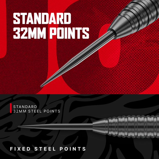Red Dragon Jonny Clayton Core Brass Steeldarts - 21 g Gezeigt werden die Red Dragon Jonny Clayton Core Brass Steeldarts - 21g. Die Darts sind mit roten Flights ausgestattet.