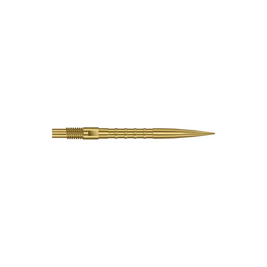 Harrows Quick Point Heavy Metal Dartpunten - Goud Diese Abbildung zeigt goldene Dartspitzen mit Heavy Metal Grip, 26 mm. Die Spitzen sind besonders für präzises Darten geeignet.