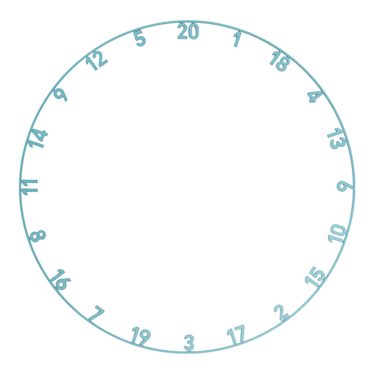 Precieze 180 OnePiece Lasercut Nummerring Das Bild zeigt einen Zahlenring in Infinity Blue mit Lasercut-Design. Der Zahlenring ist für Dartscheiben gedacht.