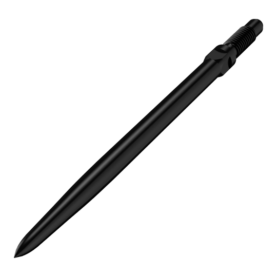 Bulls NL Convertible Point Dart Tips - Glad - Zwart Abgebildet ist ein Produkt mit der Bezeichnung BU57701_BullsNL_Convertible_Points_Smooth_Schwarz_36mm_2. Das Bild zeigt wahrscheinlich eine schwarze, glatte Dartspitze in 36 mm Länge.