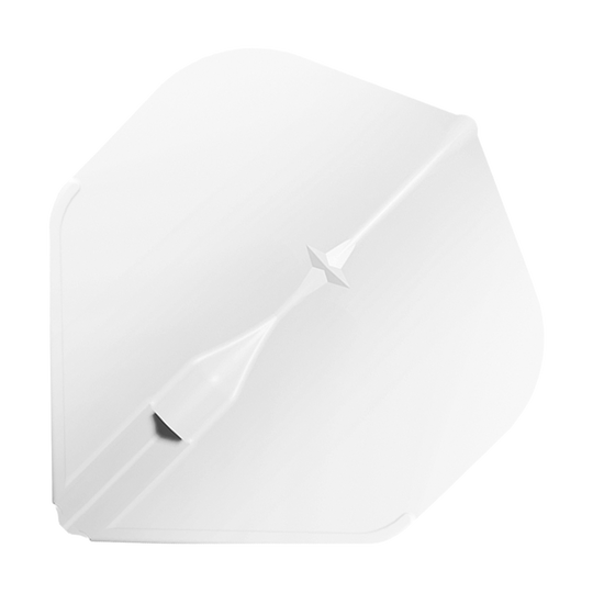 L-Style Champagne L1EZ Standaard Vluchten Das Bild zeigt ein weißes L-Style Champagne L1EZ Standard Flight für Darts. Das Flight hat eine klassische, fünfeckige Form und eine glatte Oberfläche.