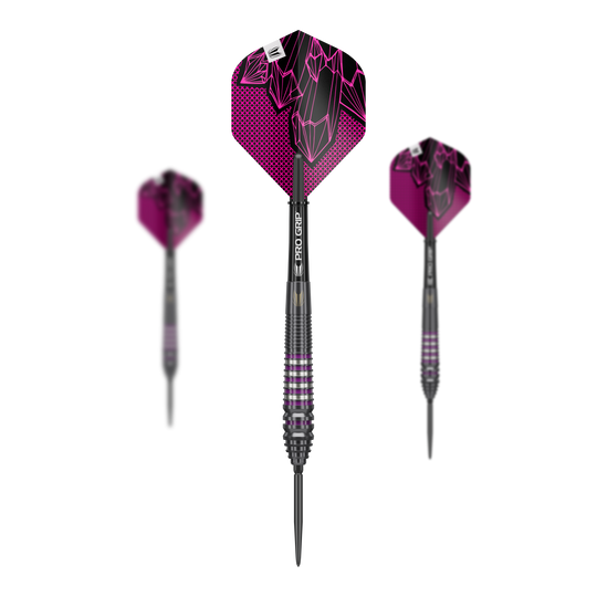 Target Lorraine Winstanley GEN2 Swiss Point Steel Darts - 24g Zu sehen ist das Set der Target Lorraine Winstanley GEN2 Swiss Point Steeldarts - 24g. Es besteht aus mehreren Steeldarts für Dartspieler.