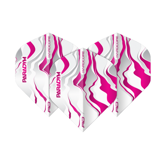 Red Dragon Hardcore Premium Paradym Pink Premium No2 Standaard Vluchten Das Bild zeigt ein Set Red Dragon Hardcore Premium Paradym Pink Premium No2 Standard Flights. Diese Flights bieten hervorragende Flugeigenschaften und eine hochwertige Verarbeitung.