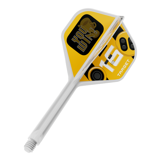 Das Bild zeigt einen Dart-Flug in Standardform, vermutlich das K-Flex YouWin No2 mit einer Länge von 33mm. Er wird meist als Ersatzteil für Darts verwendet.